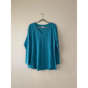 Wildfox Turquoise V-Neck Long Sleeve Top